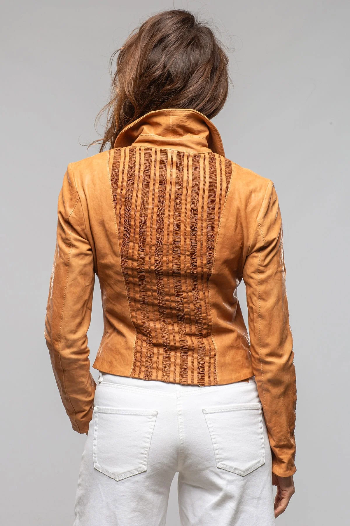 Acoma Lambskin Jacket Weave Detail In Clay - Image 4