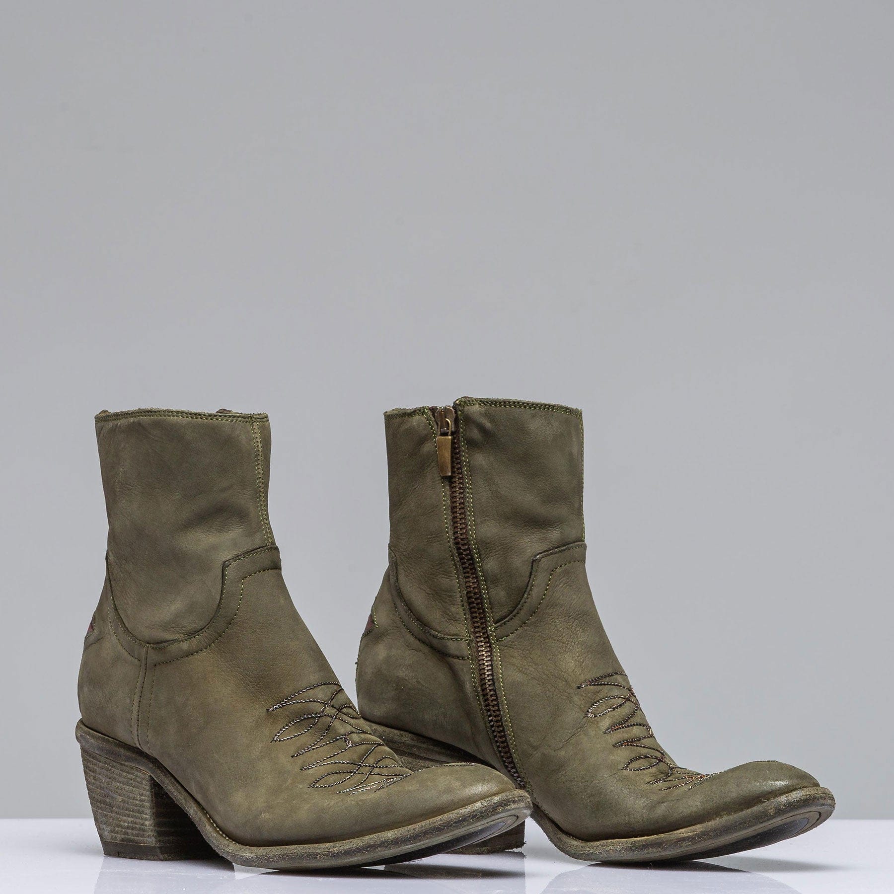 Agave Moss Boot W/ Burgundy Heel Star - Image 2