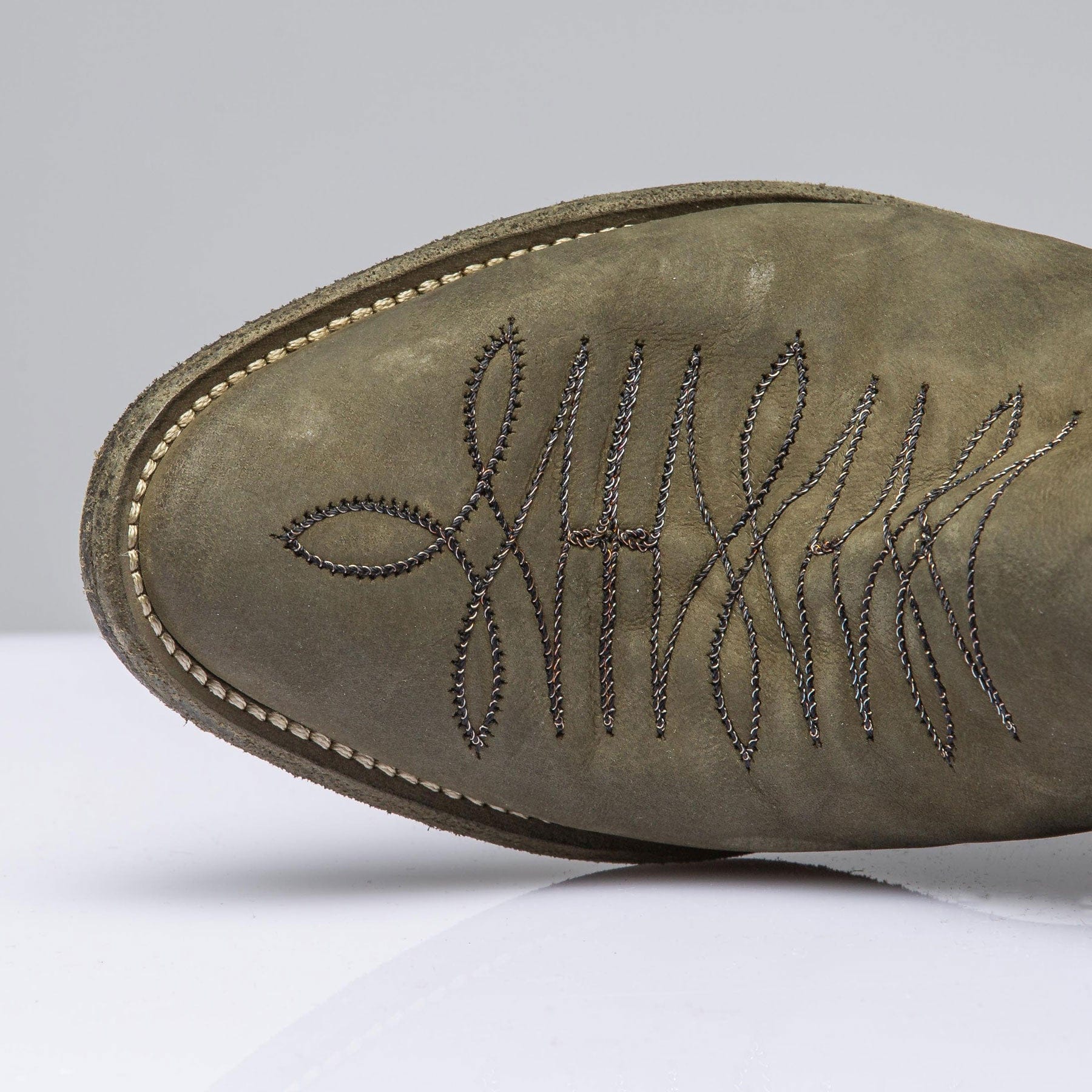 Agave Moss Boot W/ Burgundy Heel Star - Image 4