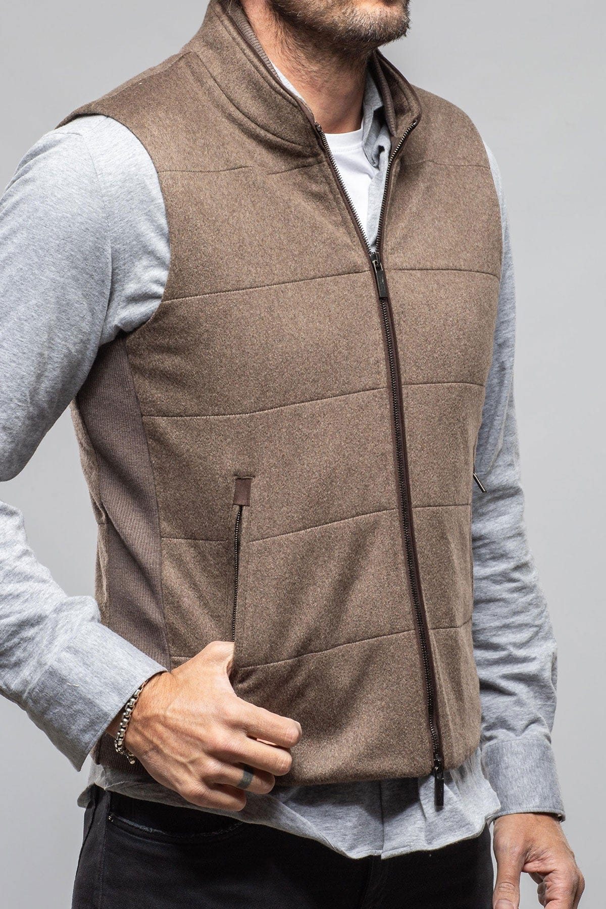 Alba Cashmere Vest In Taupe Grey - Image 3
