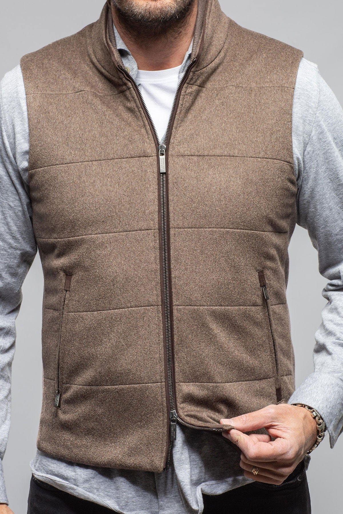Alba Cashmere Vest In Taupe Grey - Image 5