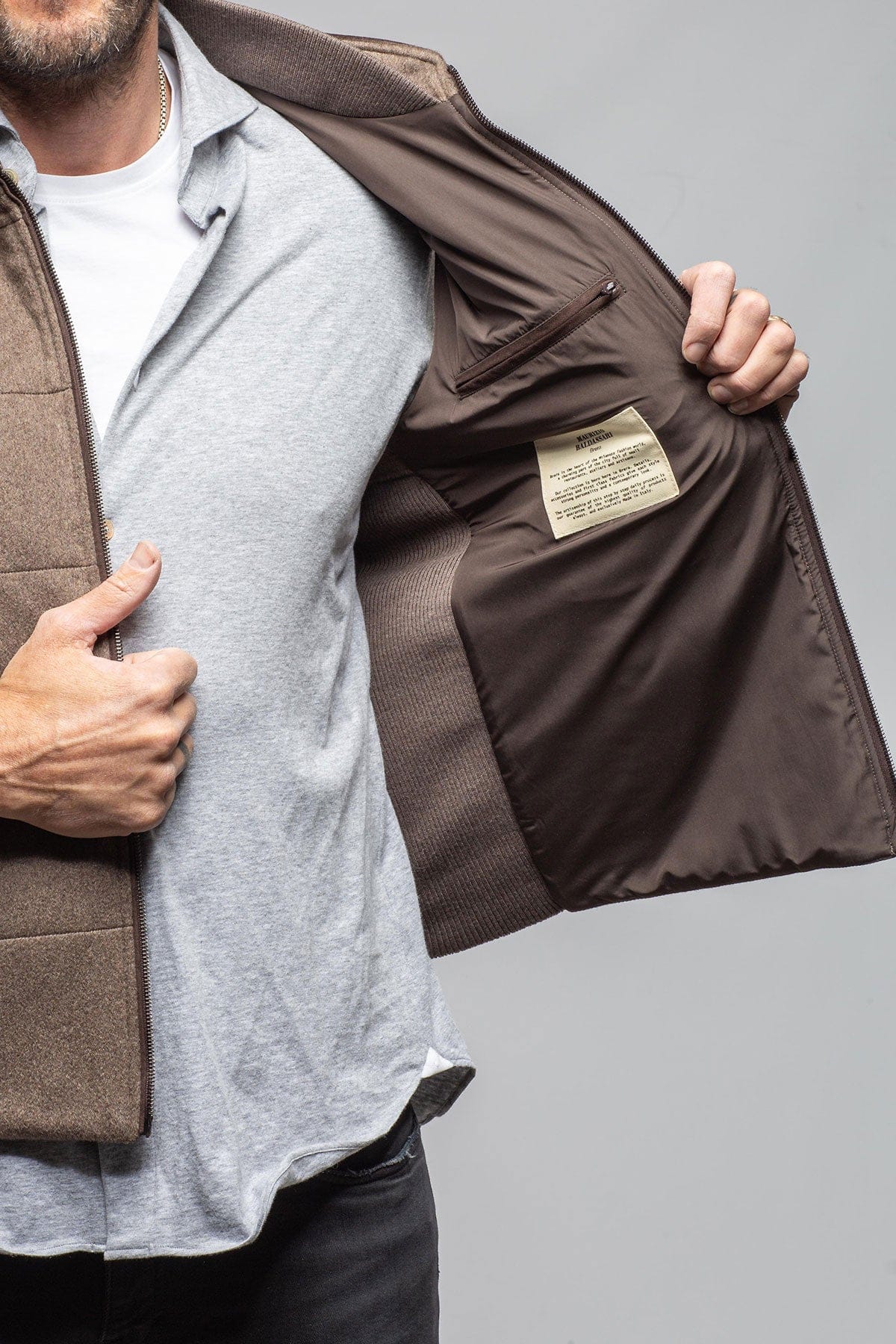 Alba Cashmere Vest In Taupe Grey - Image 6