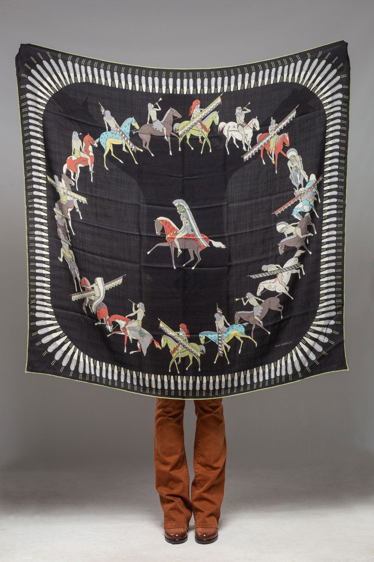 American Indian Cashmere Scarf In Black - Image 3