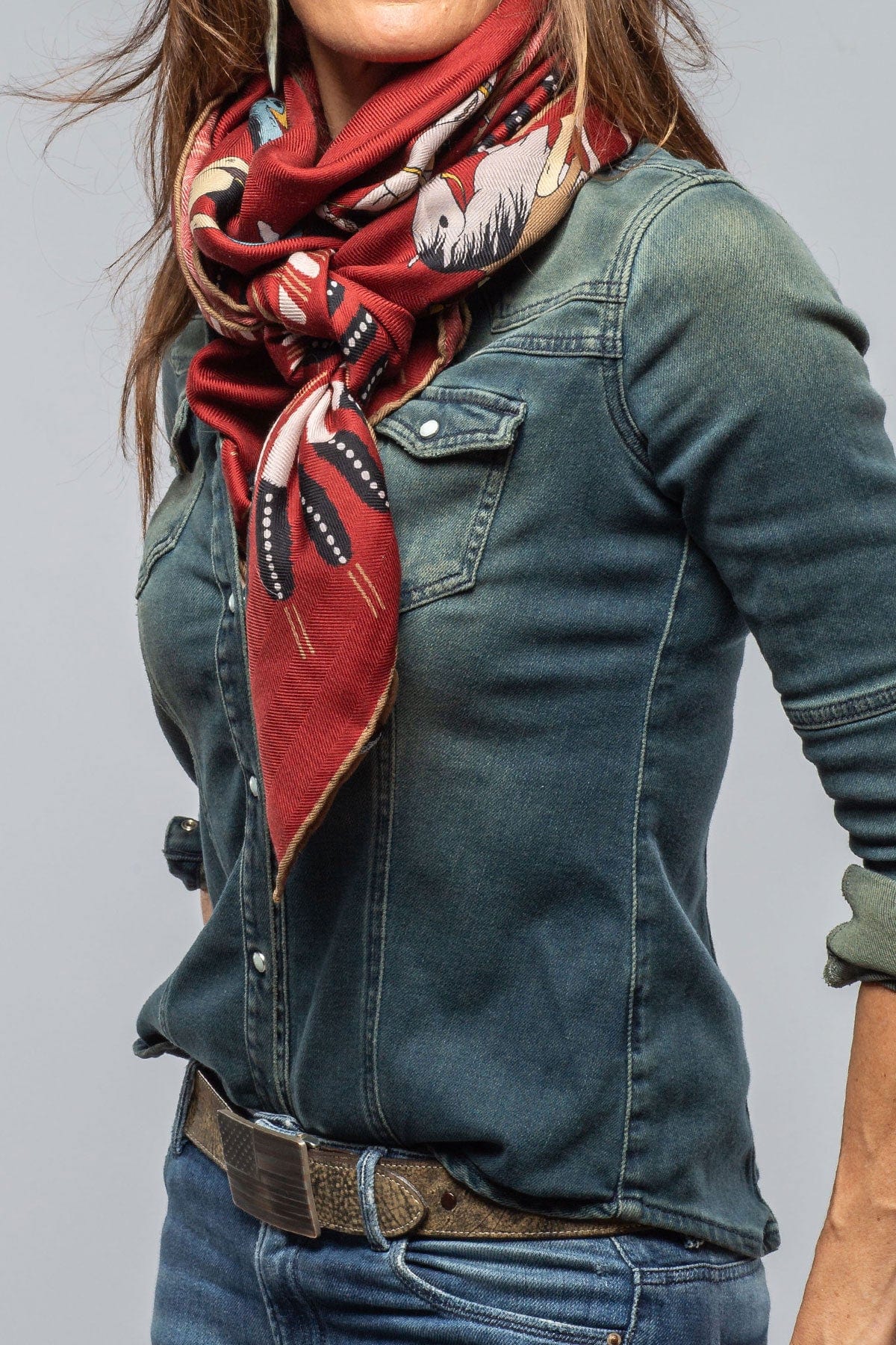 American Indian Cashmere Scarf In Burgundy - Image 2