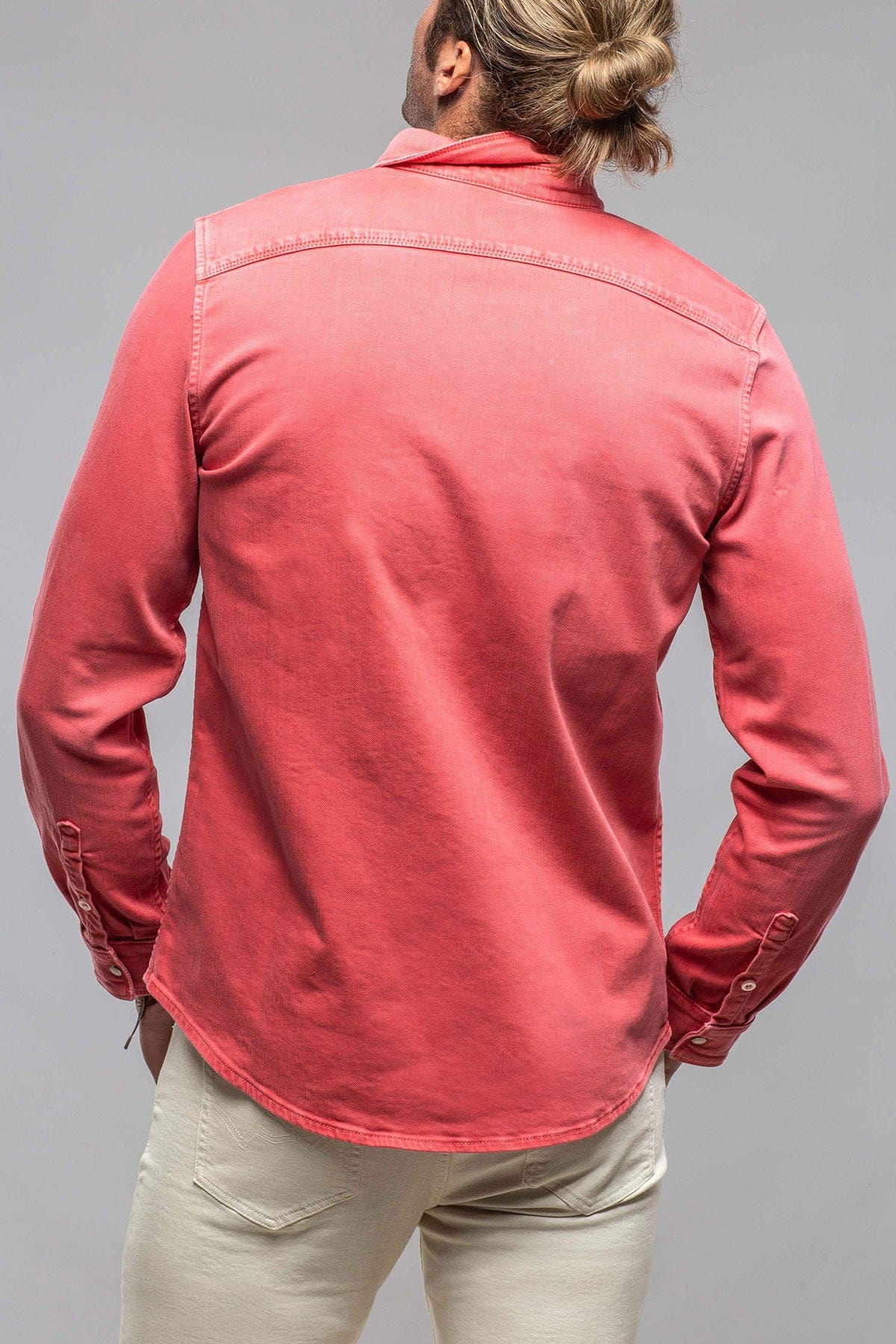 Ranger Colored Denim Snap Shirt In Washed Corallo - Image 5