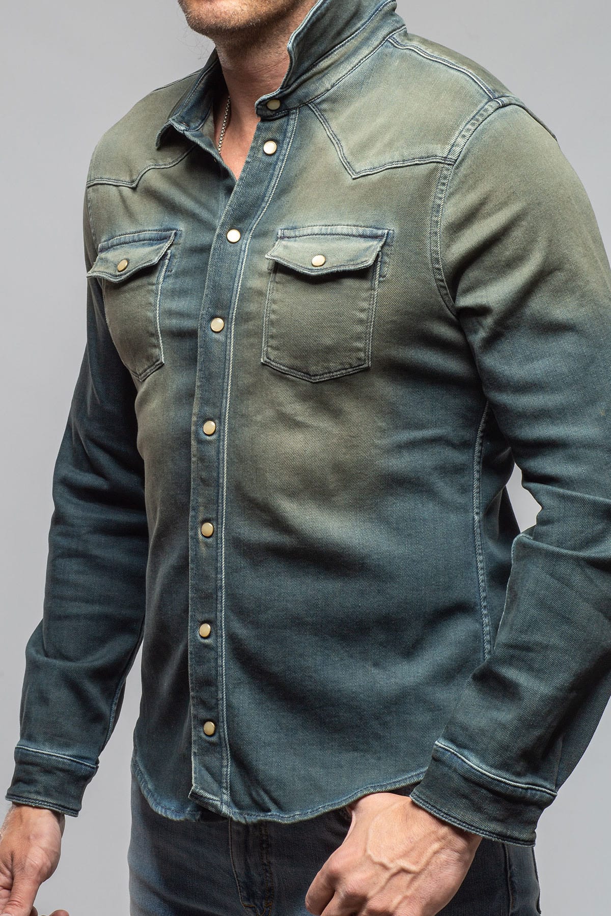 Roper Over-Dyed Western Snap Shirt In Cactus - Image 3