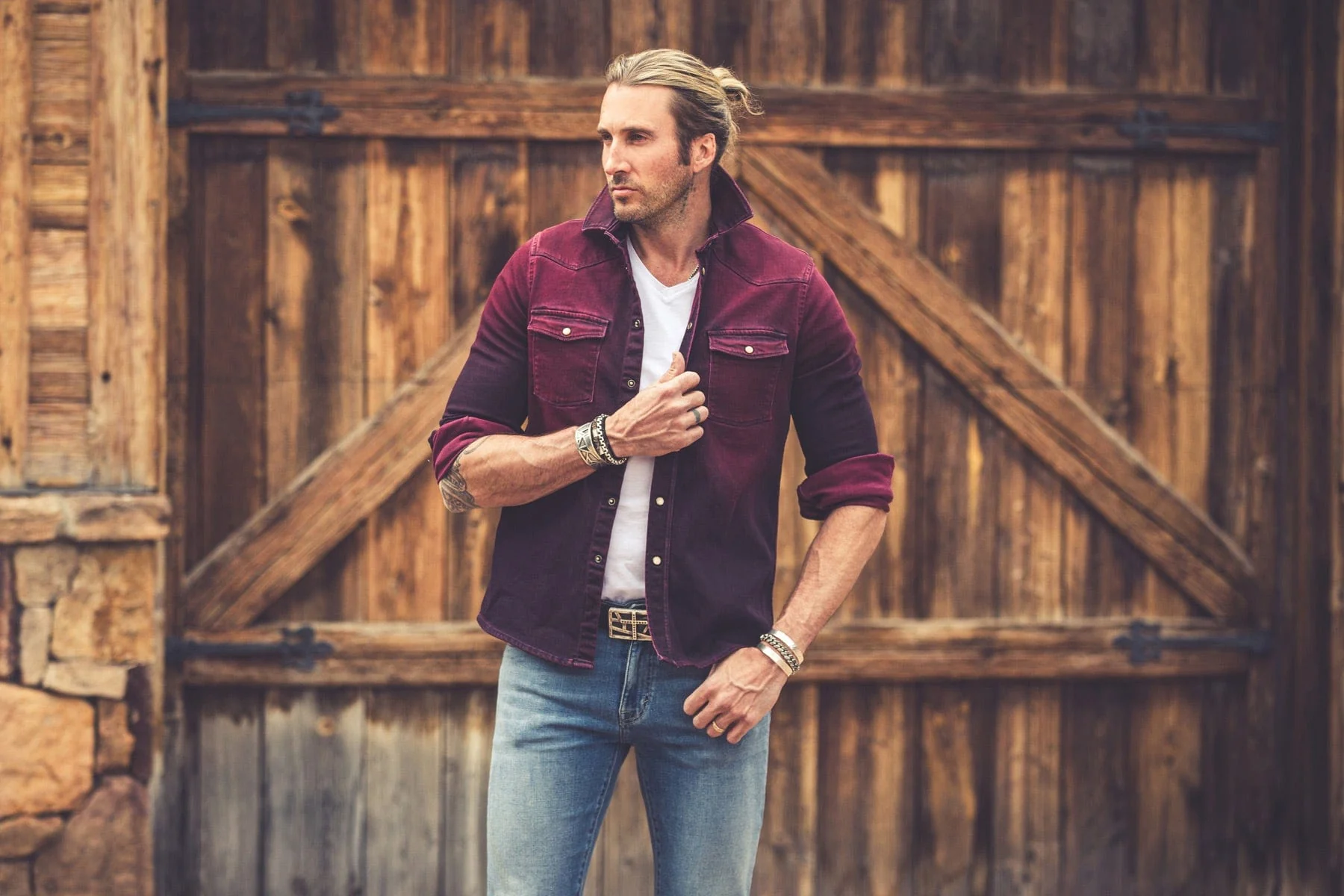 Roper Over-Dyed Western Snap Shirt In Bordeaux - Image 7