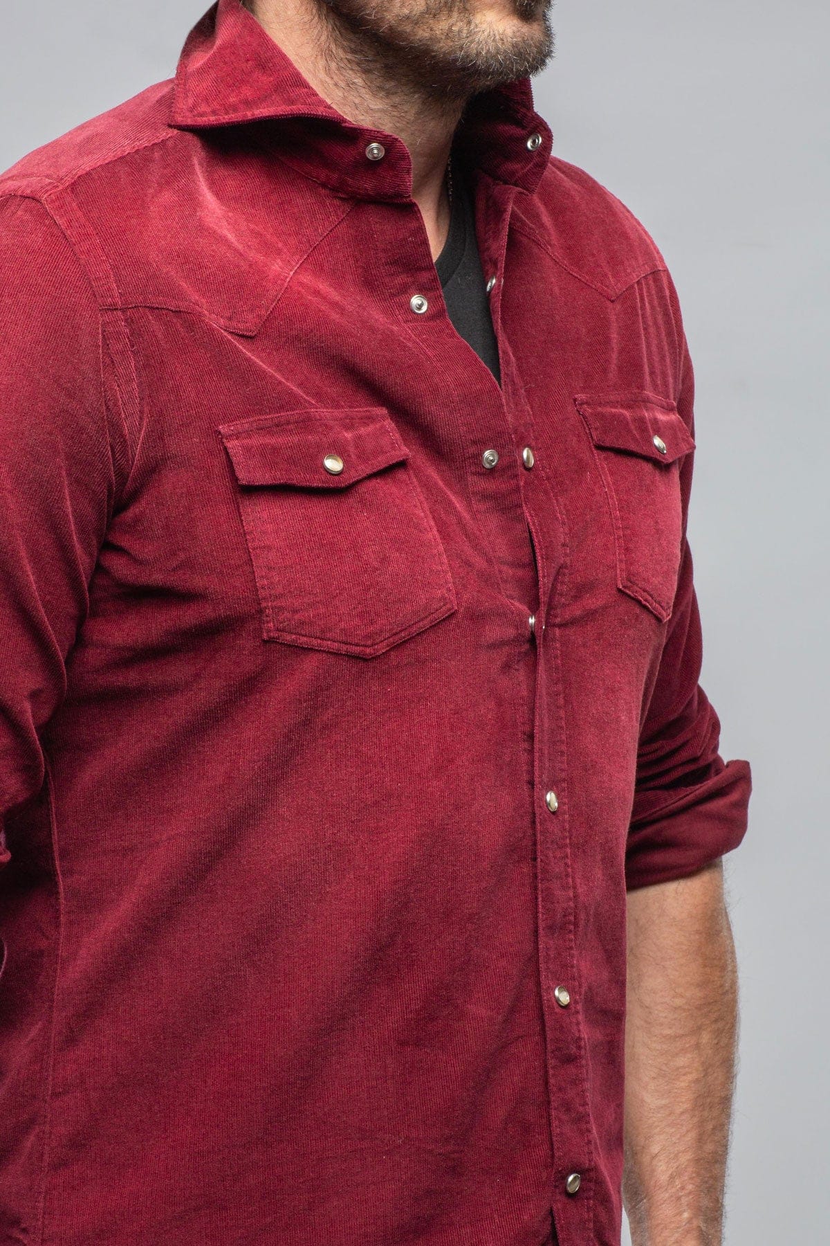 Azure Corduroy Washed Snap In Burgundy - Image 5