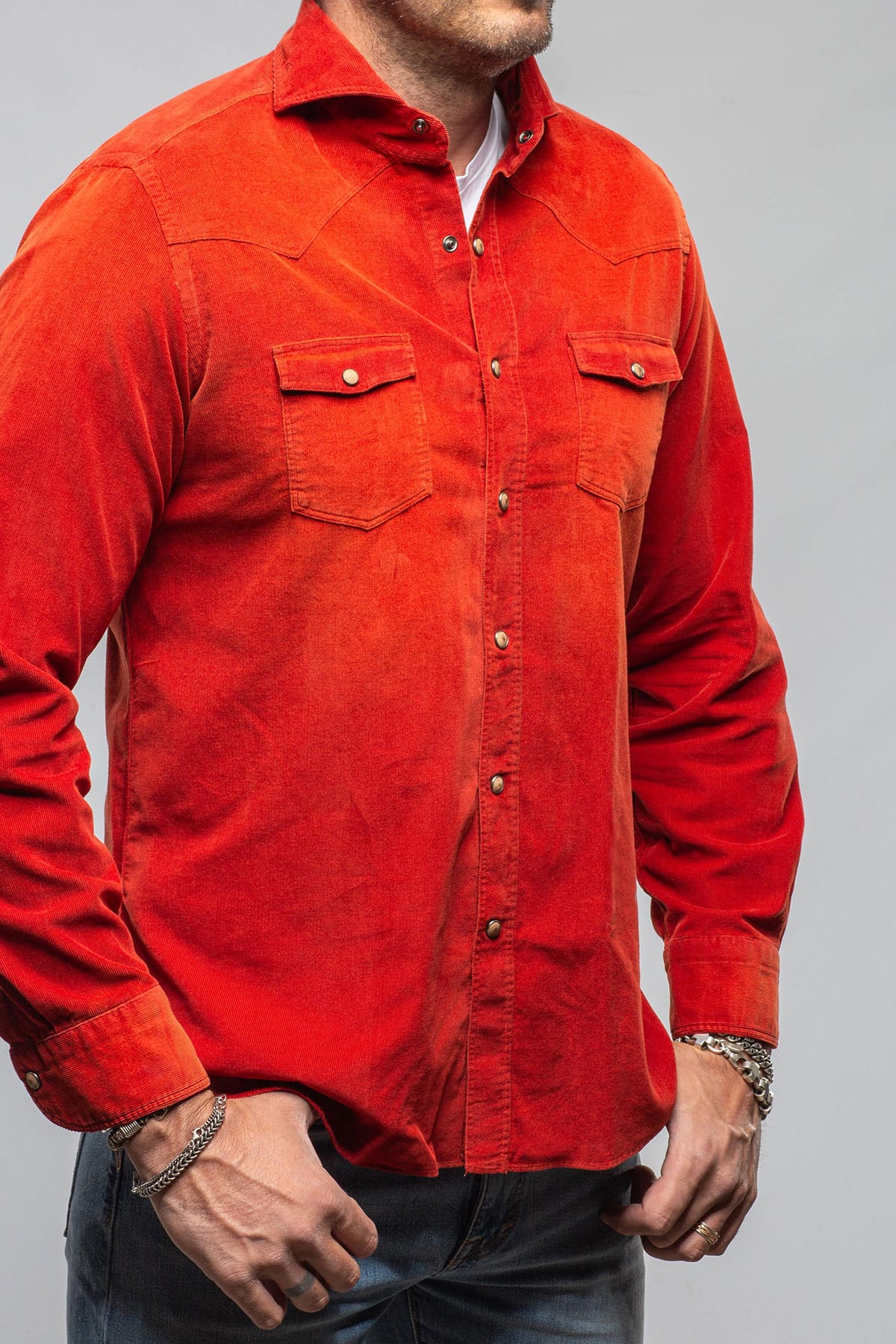 Azure Corduroy Washed Snap In Rust - Image 4