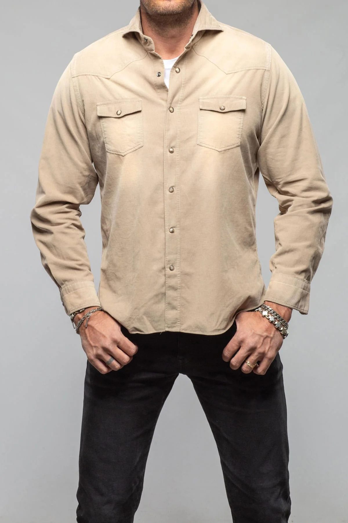 Azure Corduroy Washed Snap In Tortora - Image 2