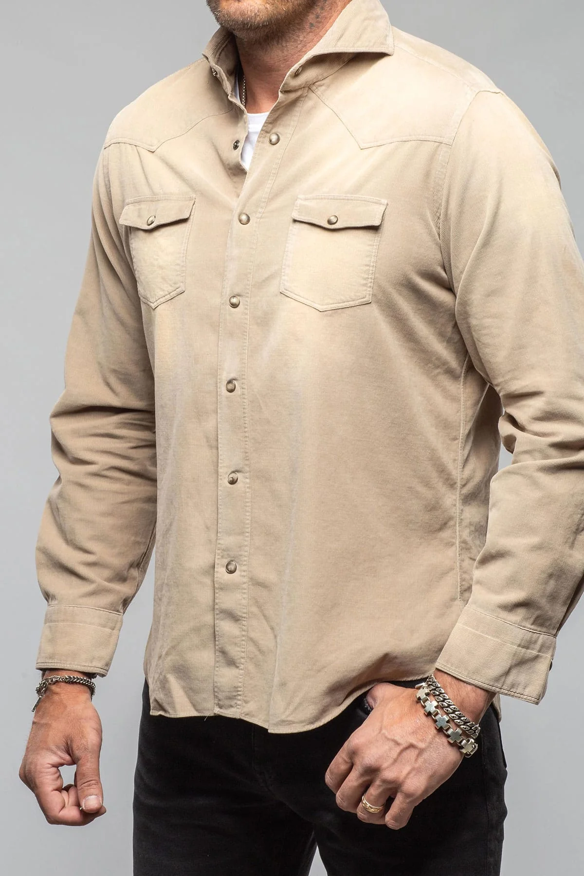 Azure Corduroy Washed Snap In Tortora - Image 3