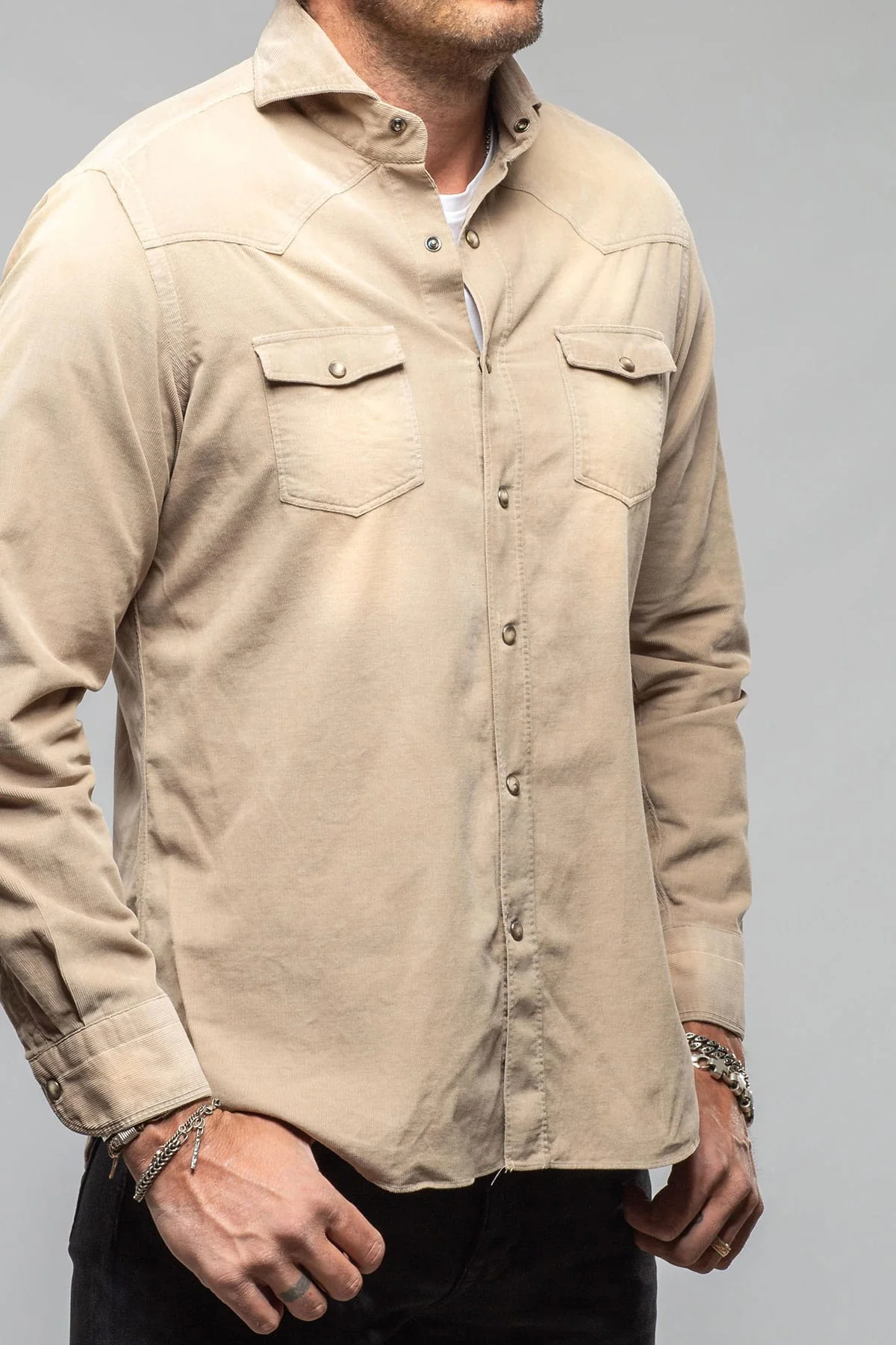 Azure Corduroy Washed Snap In Tortora - Image 4