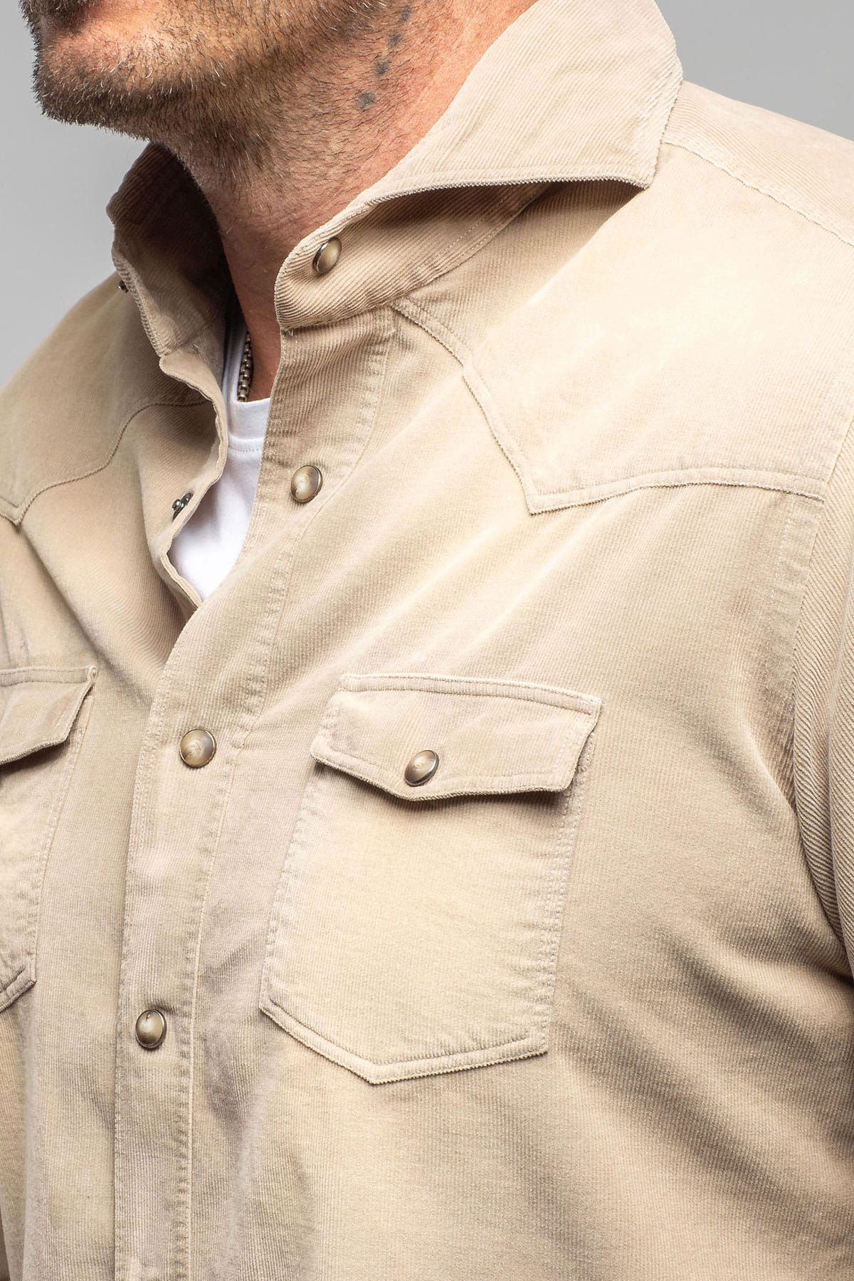 Azure Corduroy Washed Snap In Tortora - Image 6