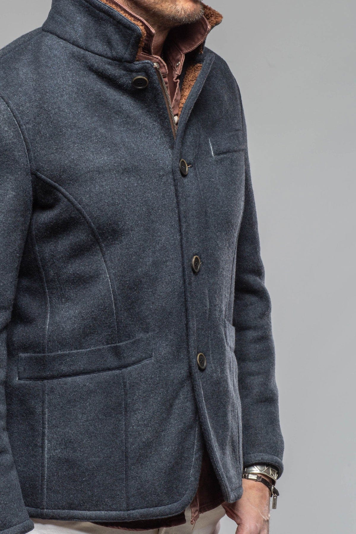 Bale Sherpa Jacket In Navy - Image 4