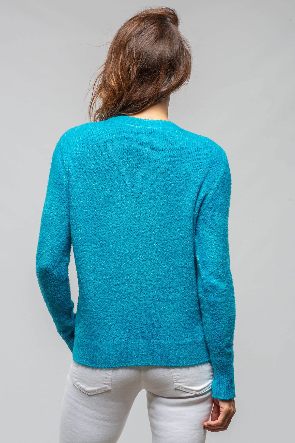 Bari Cropped Crew Neck Sweater In Topaz - Image 4