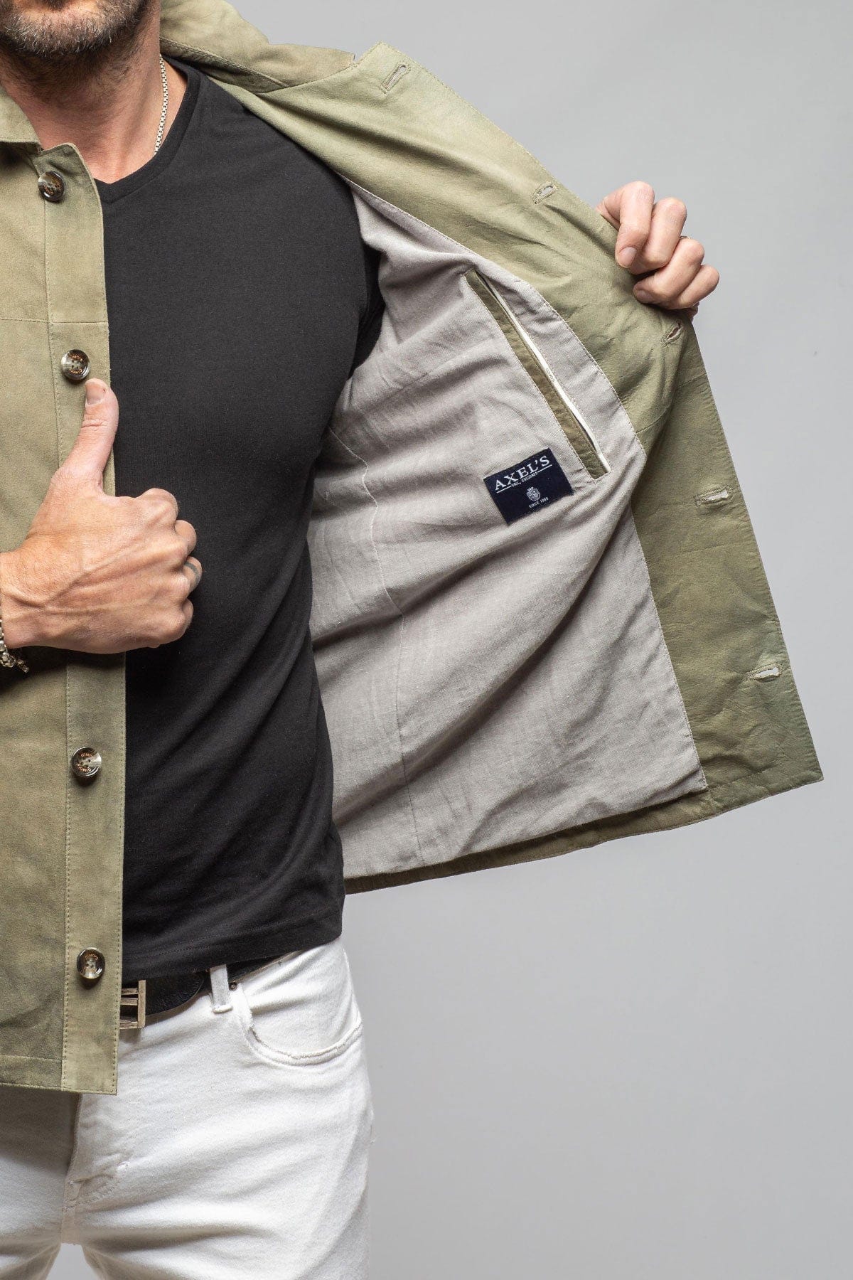 Barton Springs Suede Shirt In Sage - Image 3