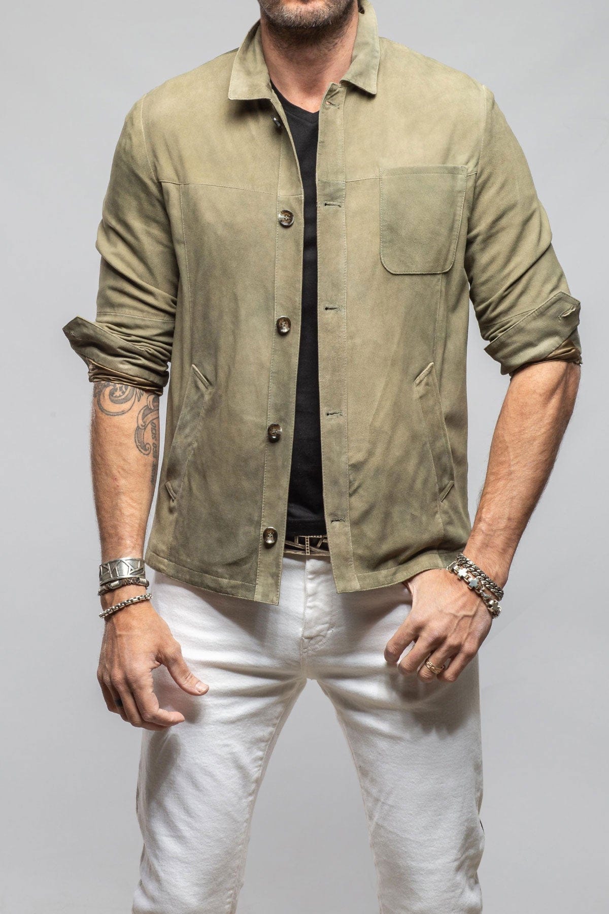 Barton Springs Suede Shirt In Sage - Image 4