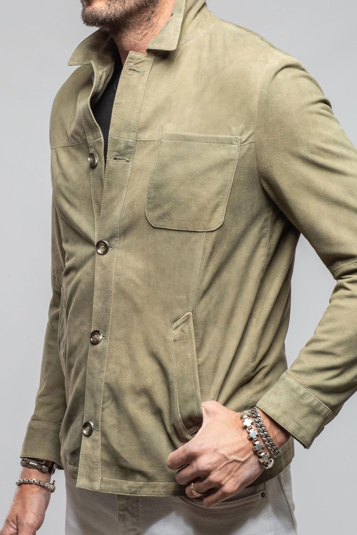 Barton Springs Suede Shirt In Sage - Image 5