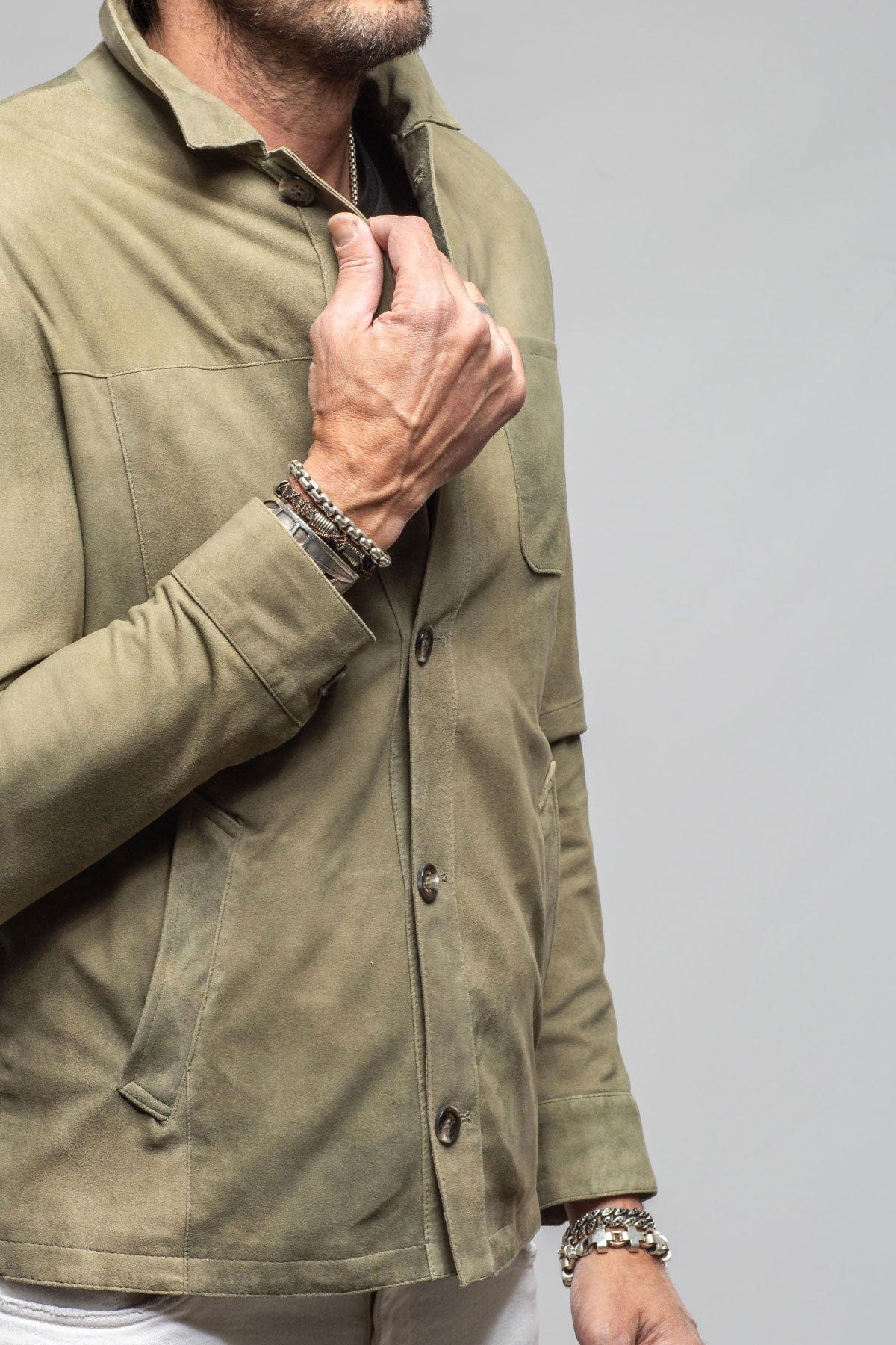 Barton Springs Suede Shirt In Sage - Image 6