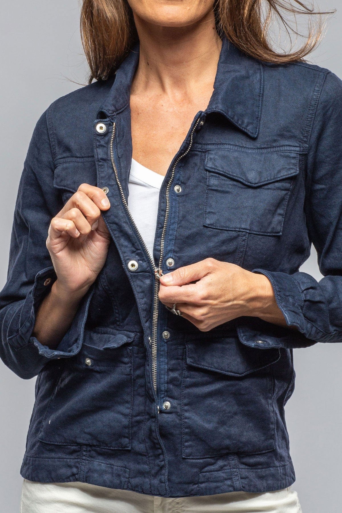 Beale Cotton Linen Jacket In Navy - Image 5