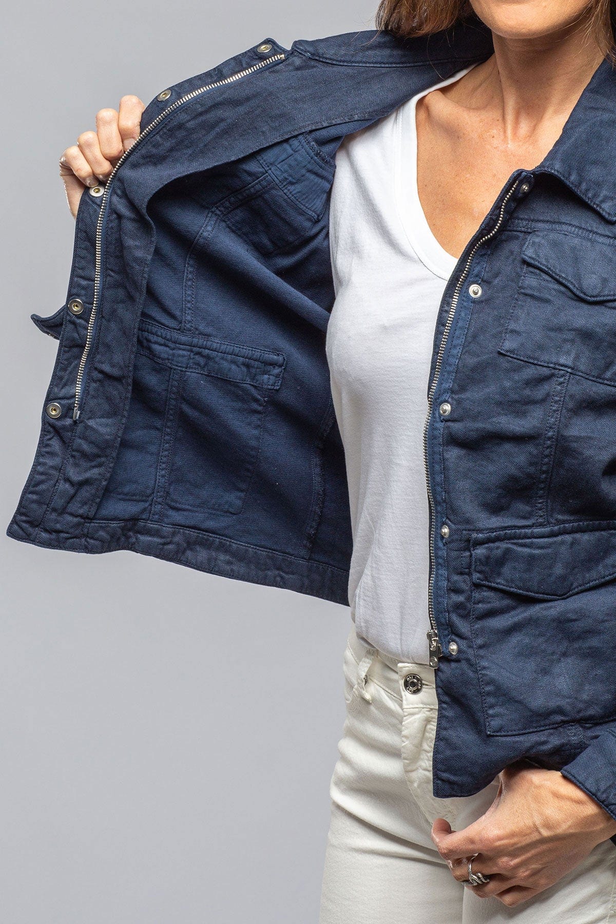 Beale Cotton Linen Jacket In Navy - Image 6