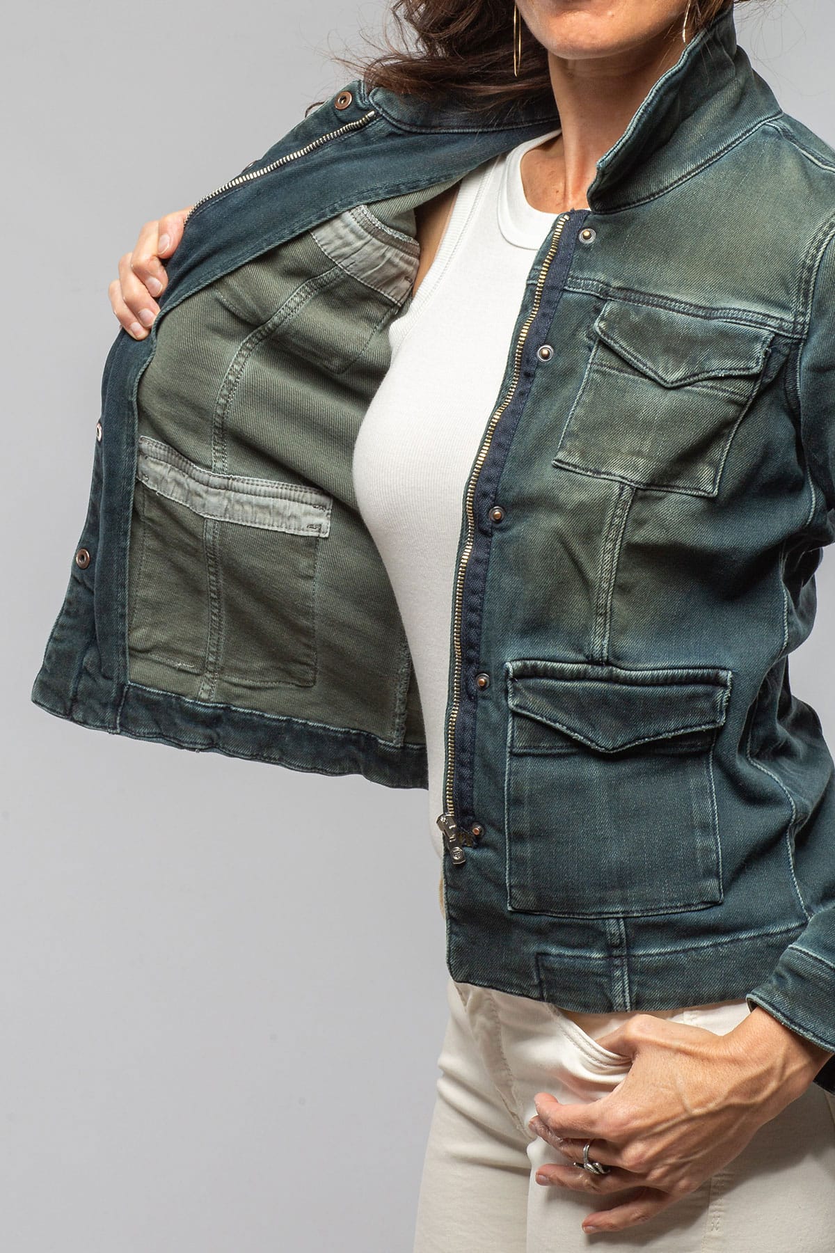 Beale Over-Dyed Denim Jacket In Cactus - Image 8