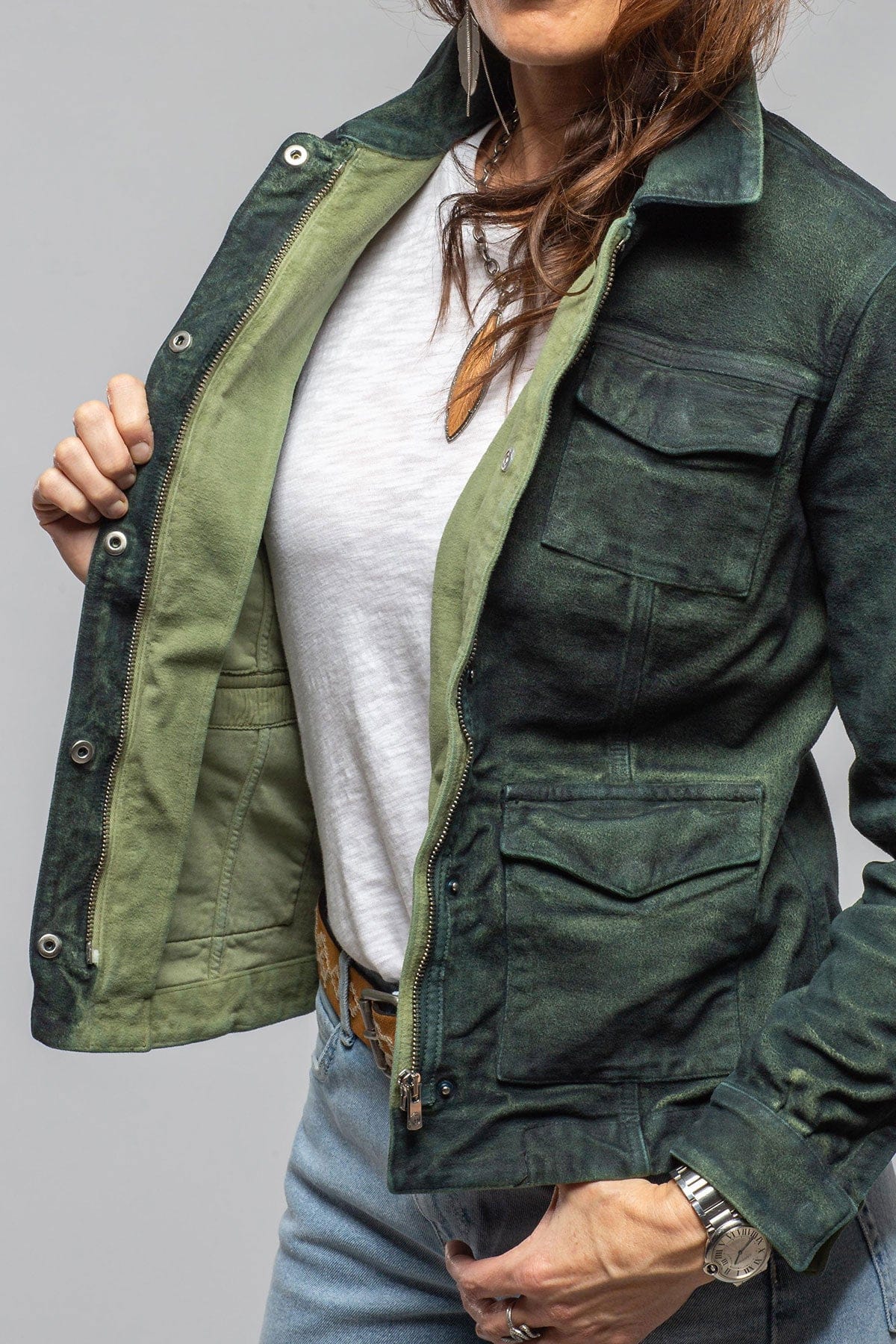 Beale Over-Dyed Moleskin Jacket In Avocado - Image 5