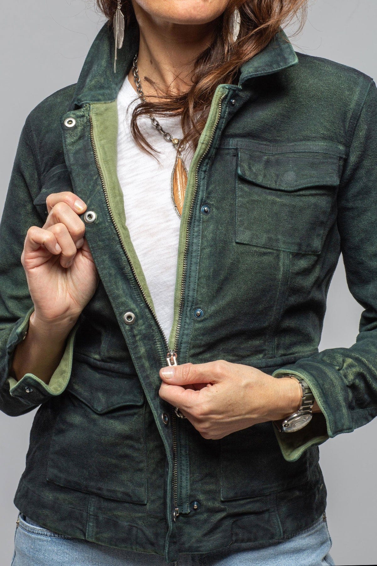 Beale Over-Dyed Moleskin Jacket In Avocado - Image 6