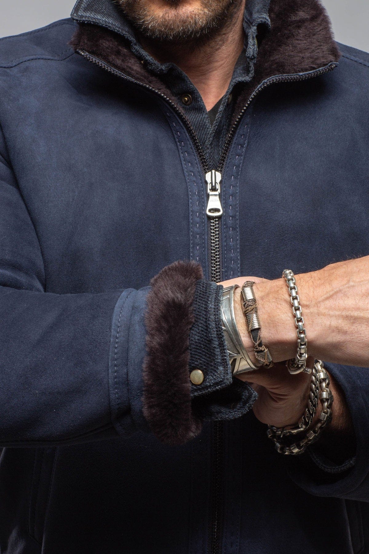 Bridger Shearling Jacket In Navy - Image 4