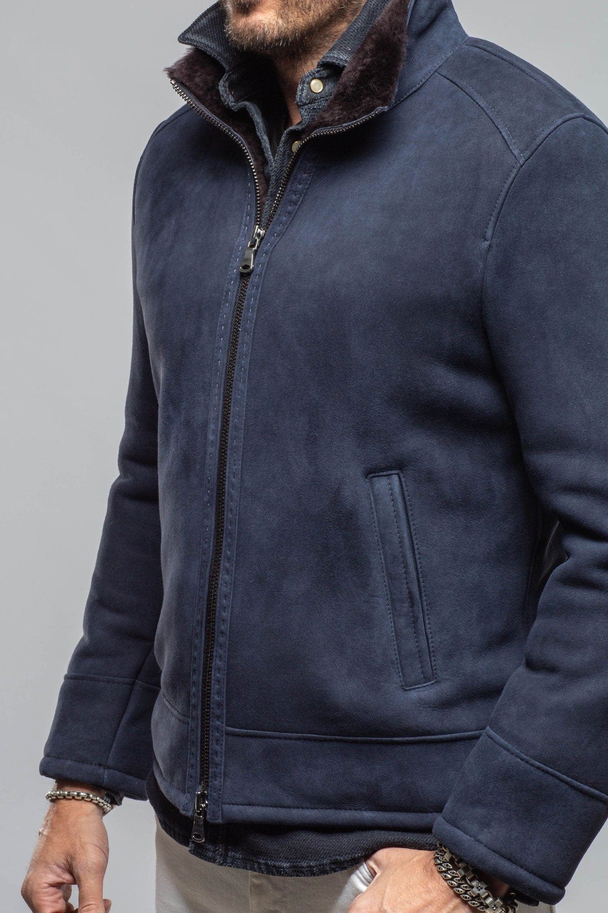 Bridger Shearling Jacket In Navy - Image 7
