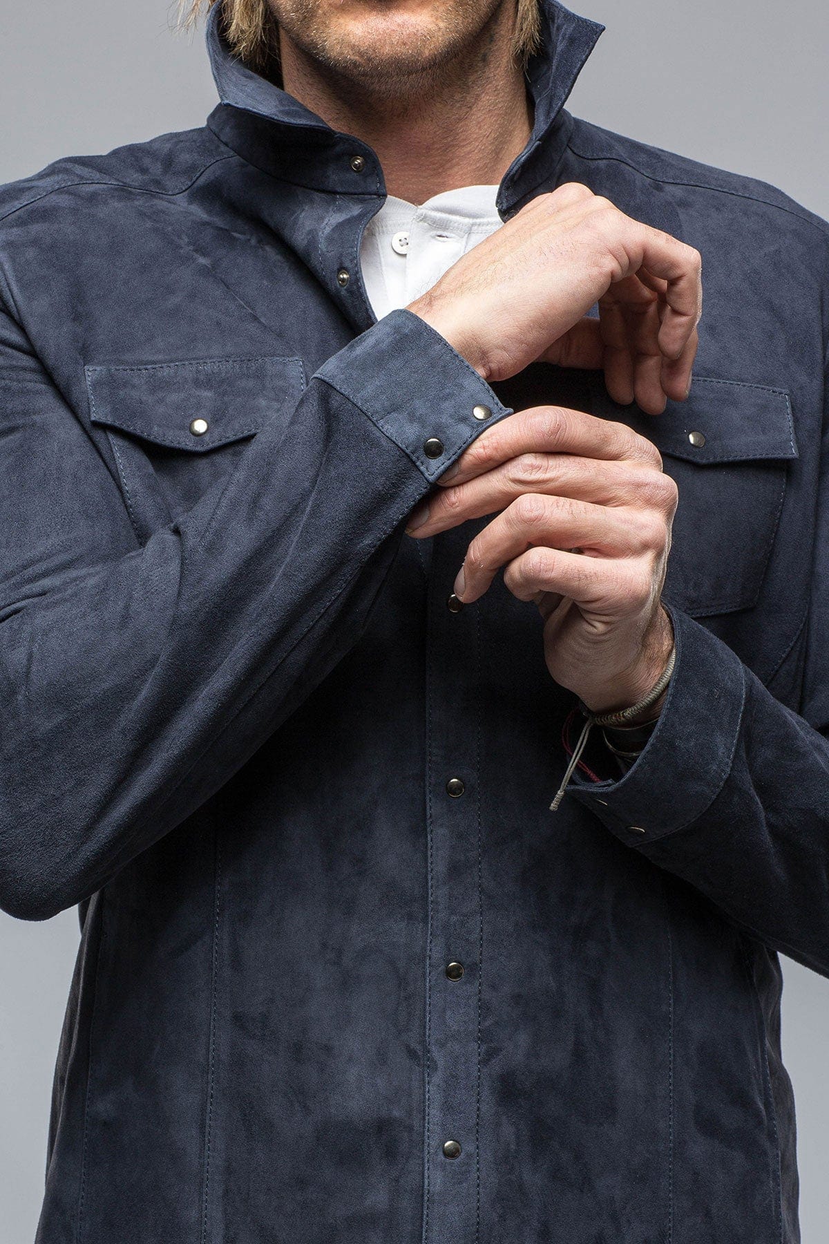 Bello Suede Shirt In Blue - Image 5