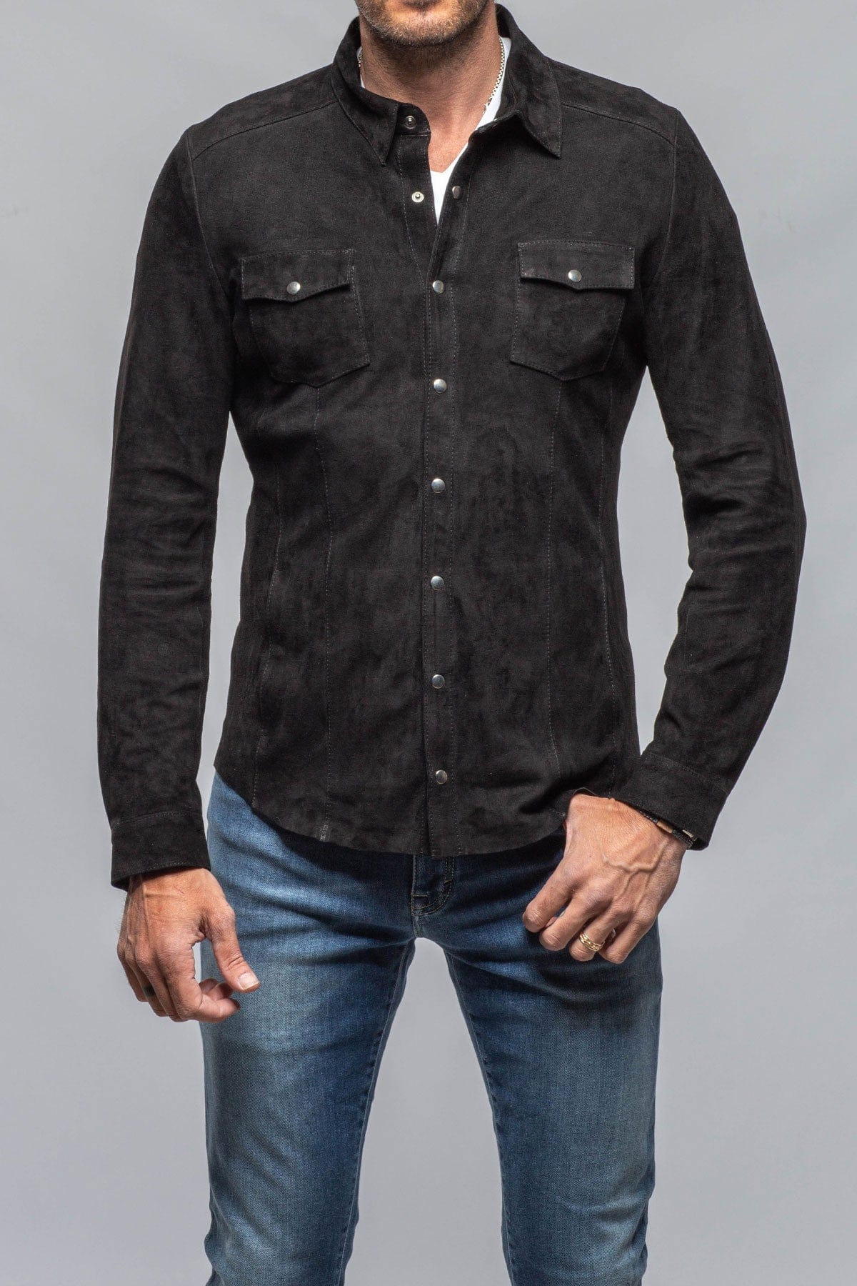 Bello Suede Shirt In Nero