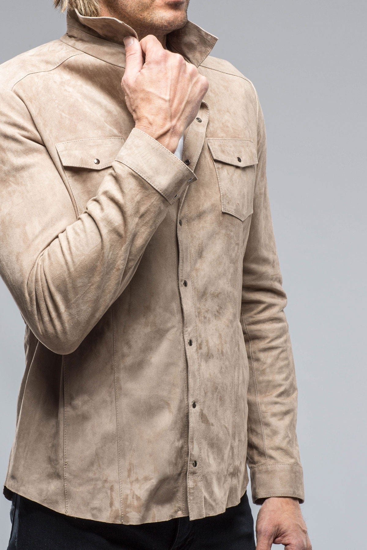 Bello Suede Shirt In Roccia - Image 6