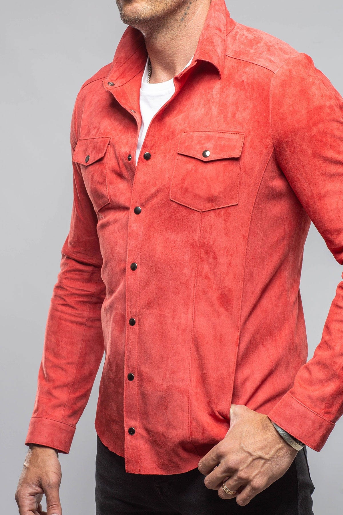 Bello Suede Shirt In Rosso - Image 4
