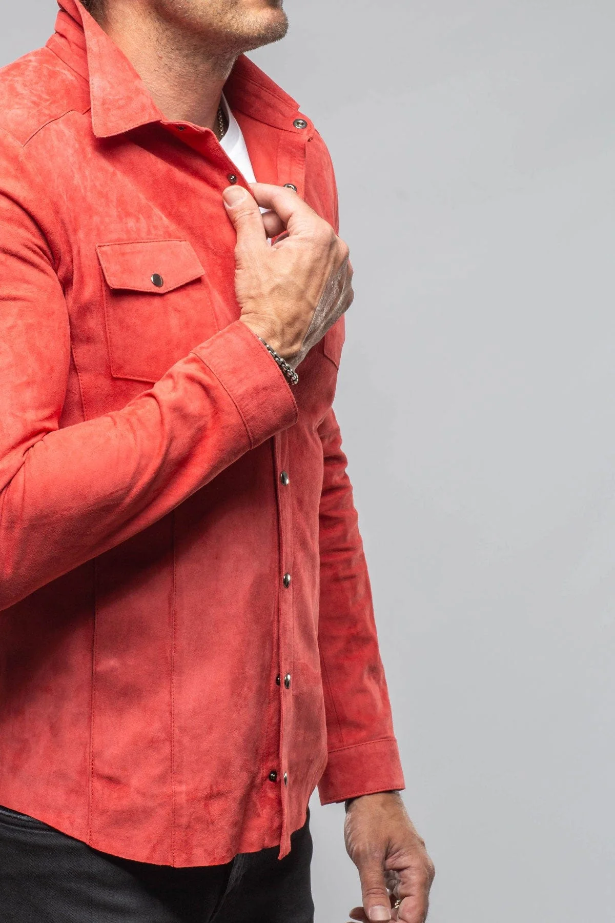 Bello Suede Shirt In Rosso - Image 5