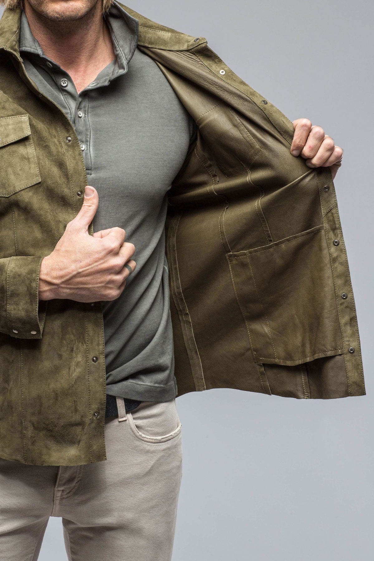 Bello Suede Shirt In Verde - Image 5