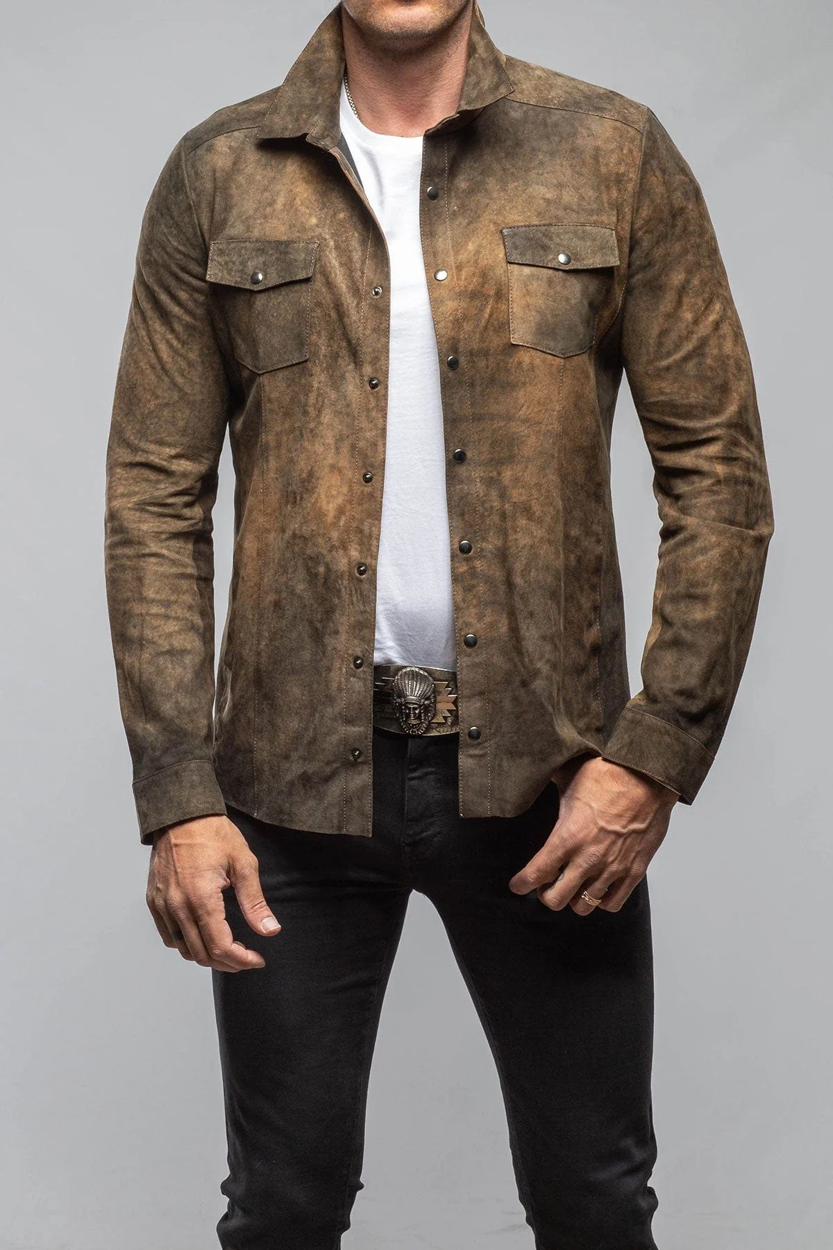 Bello Suede Shirt In Washed Rust - Image 2