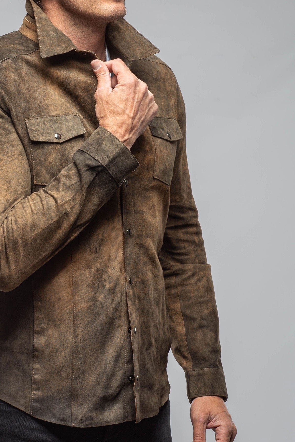 Bello Suede Shirt In Washed Rust - Image 7
