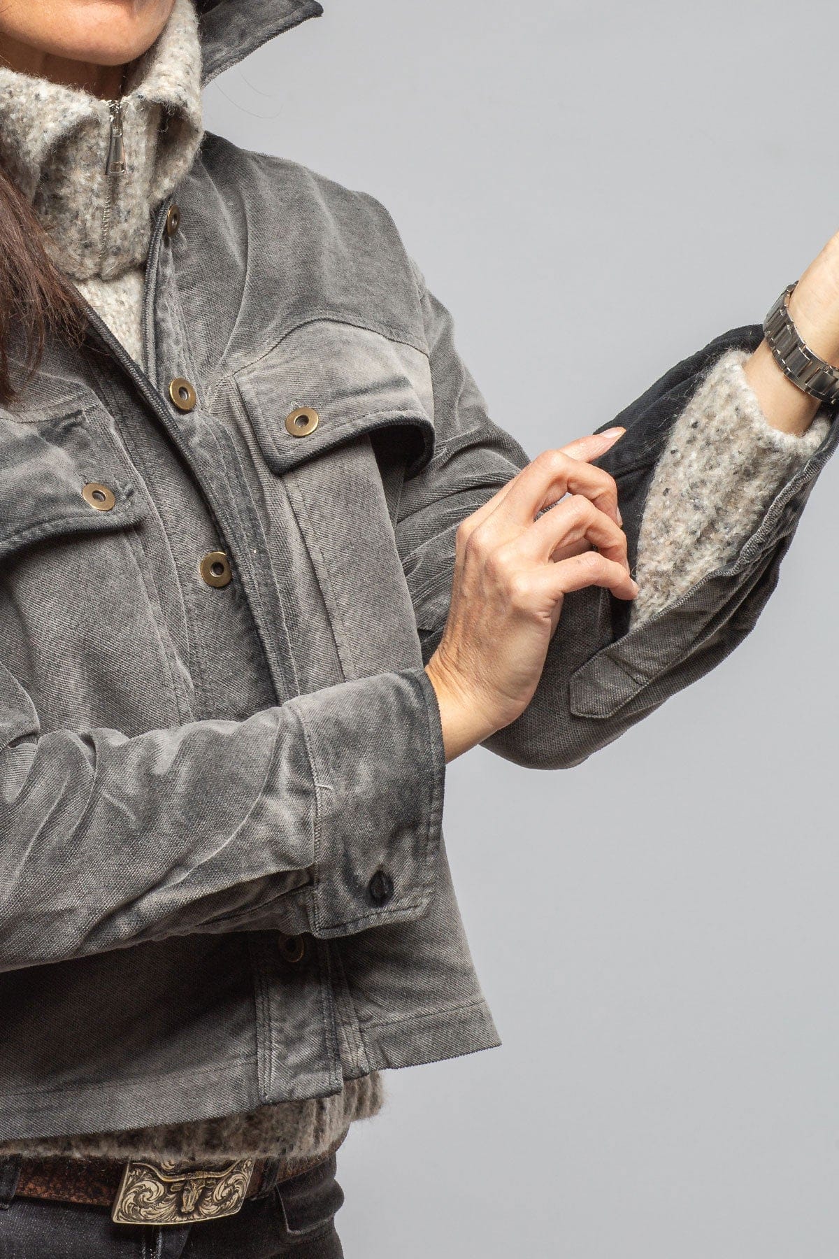 Betel Short Moleskin Jacket In Anthracite - Image 4