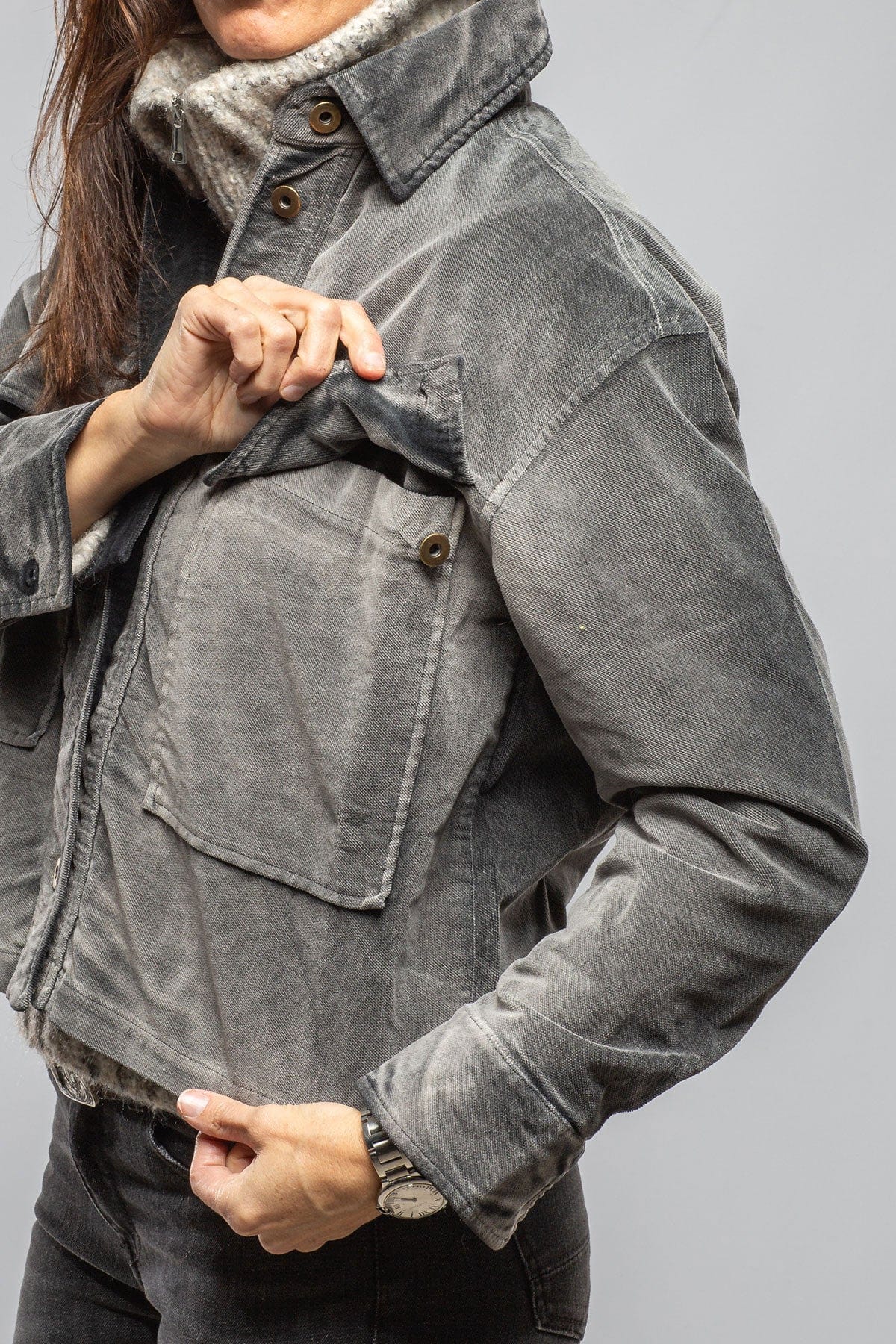 Betel Short Moleskin Jacket In Anthracite - Image 6