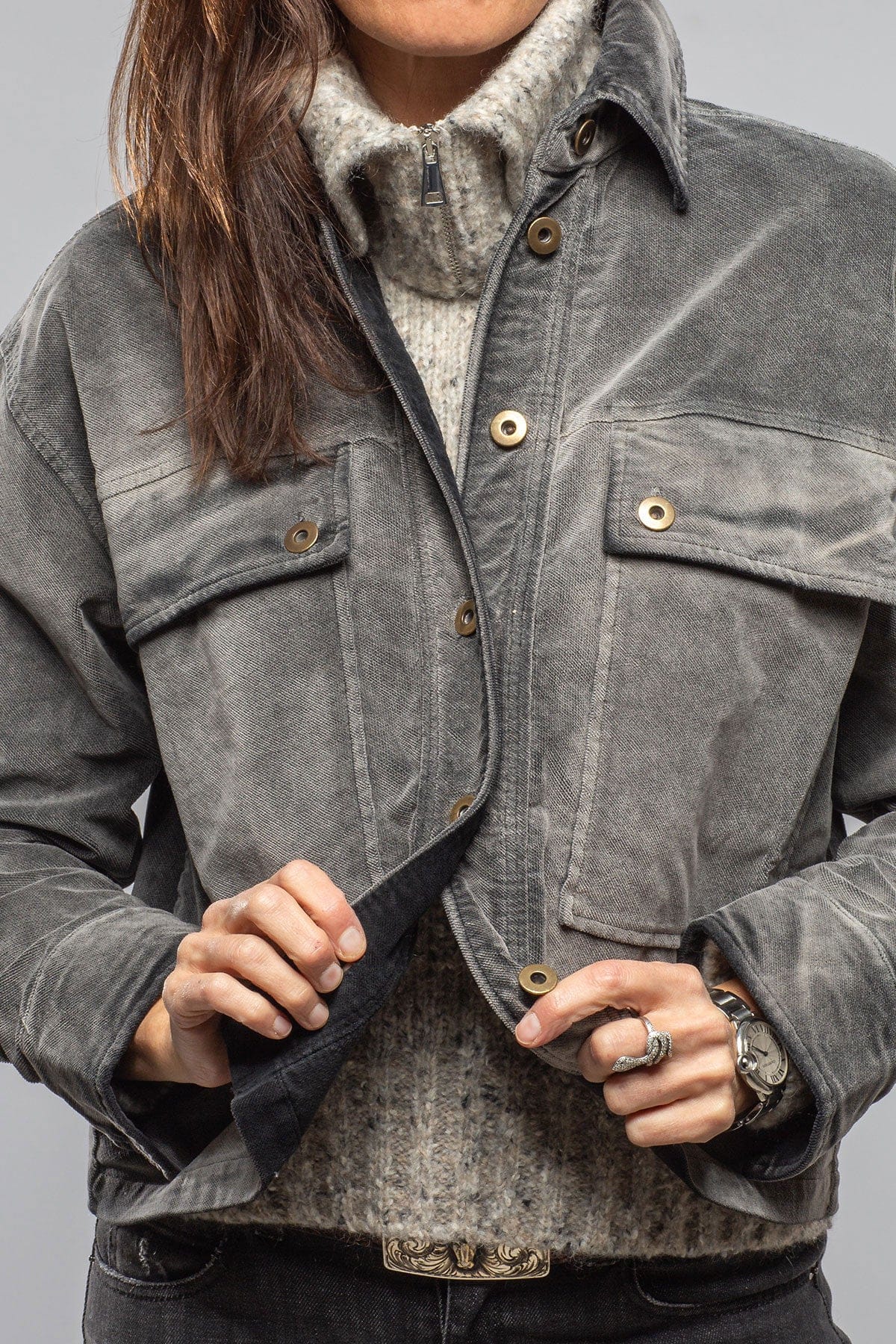 Betel Short Moleskin Jacket In Anthracite - Image 7