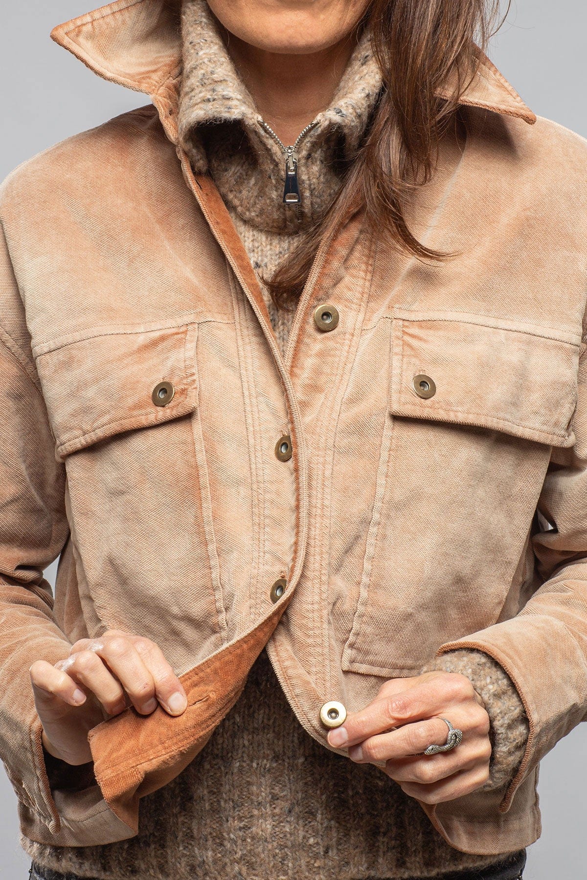 Betel Short Moleskin Jacket In Bleached Rust - Image 6