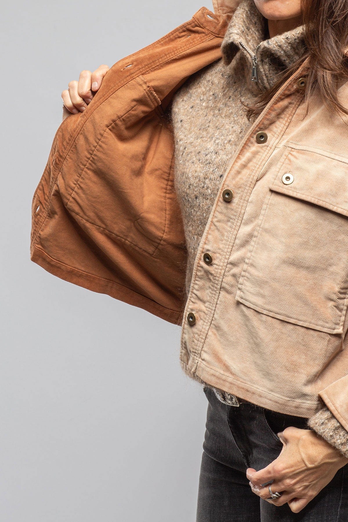 Betel Short Moleskin Jacket In Bleached Rust - Image 7