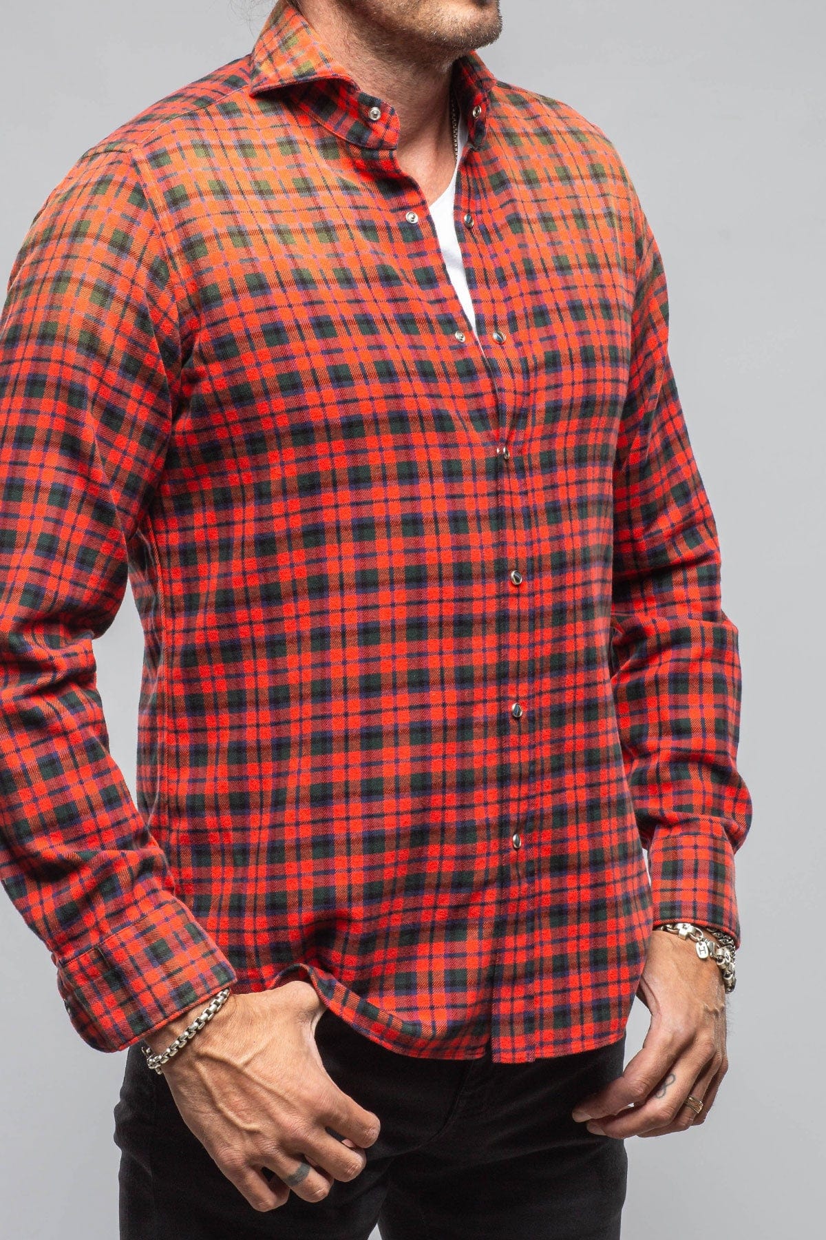 Blissful Cotton Check Snap Shirt In Red Black - Image 4