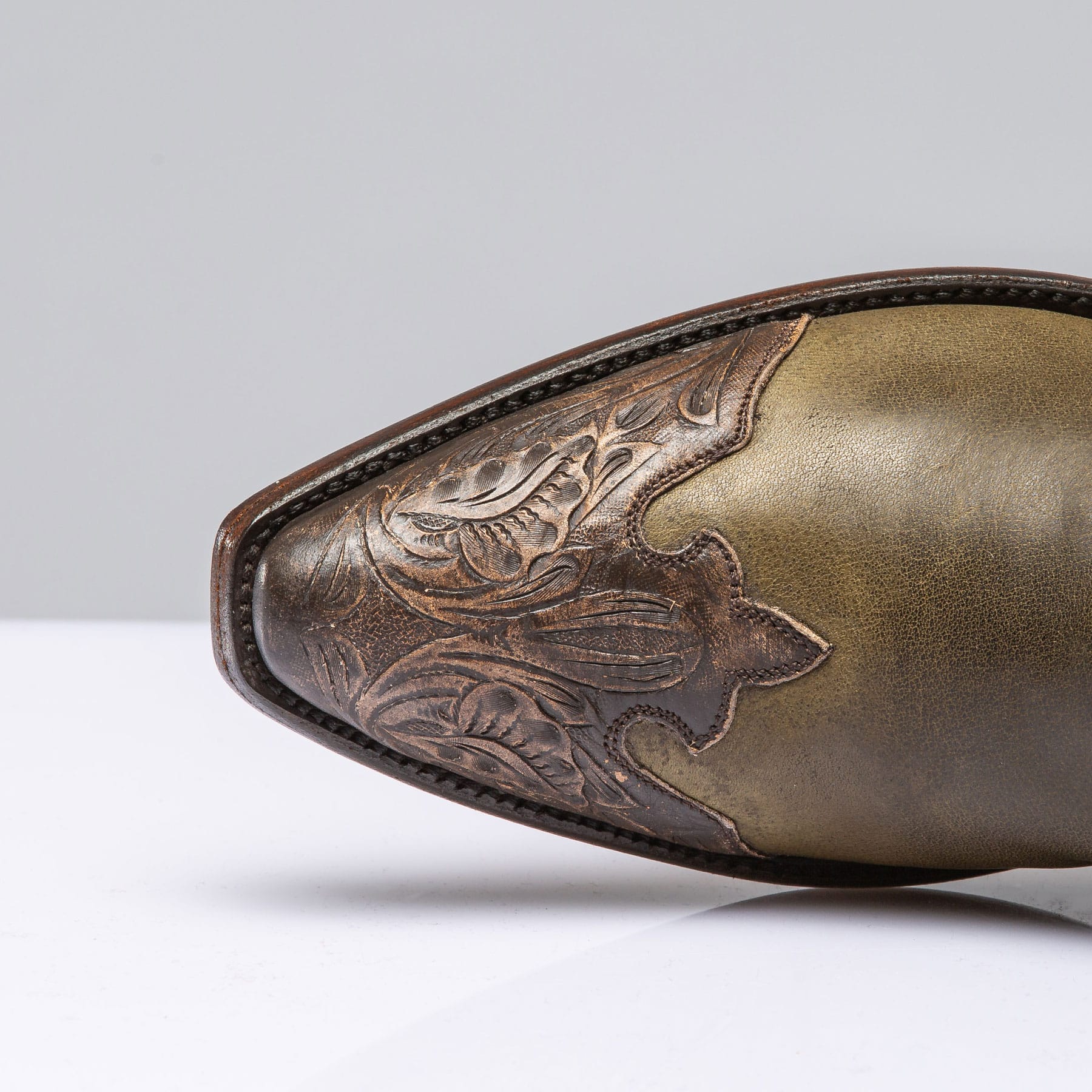 Bosque Olive Lambsuede & Tooled Calfskin Boot - Image 3