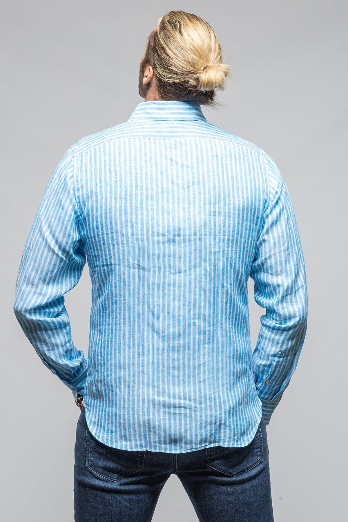Bulliet Linen Stripe Shirt In Blue - Image 5