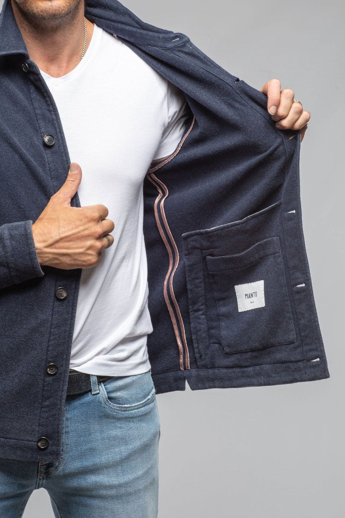 Calderwood Garment Dyed Shirt Jacket In Blue - Image 7