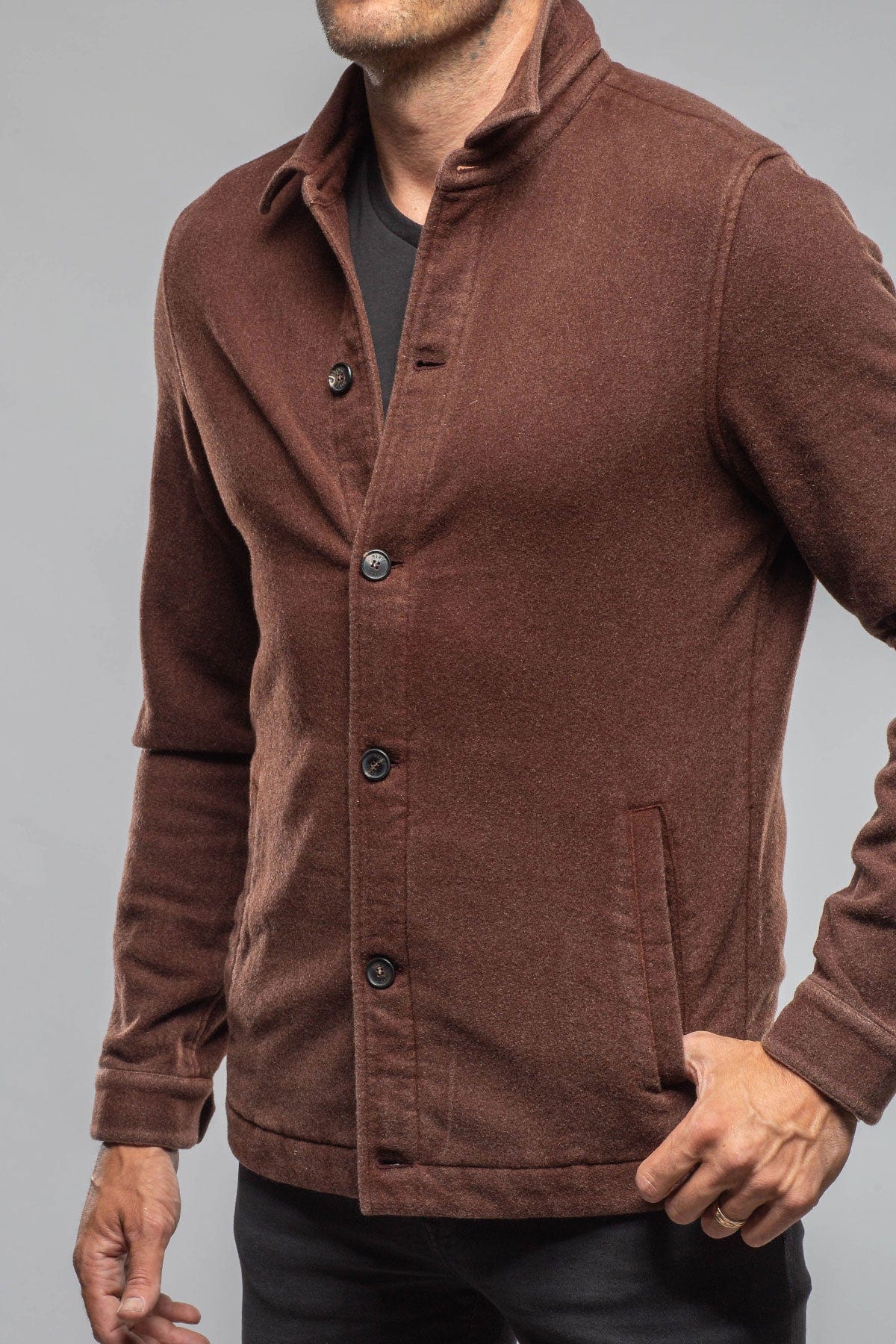 Calderwood Garment Dyed Shirt Jacket In Chocolate - Image 3
