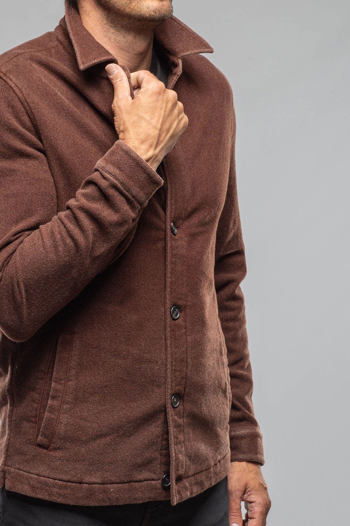 Calderwood Garment Dyed Shirt Jacket In Chocolate - Image 4