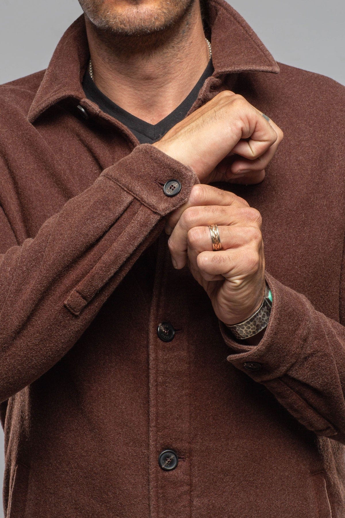 Calderwood Garment Dyed Shirt Jacket In Chocolate - Image 6
